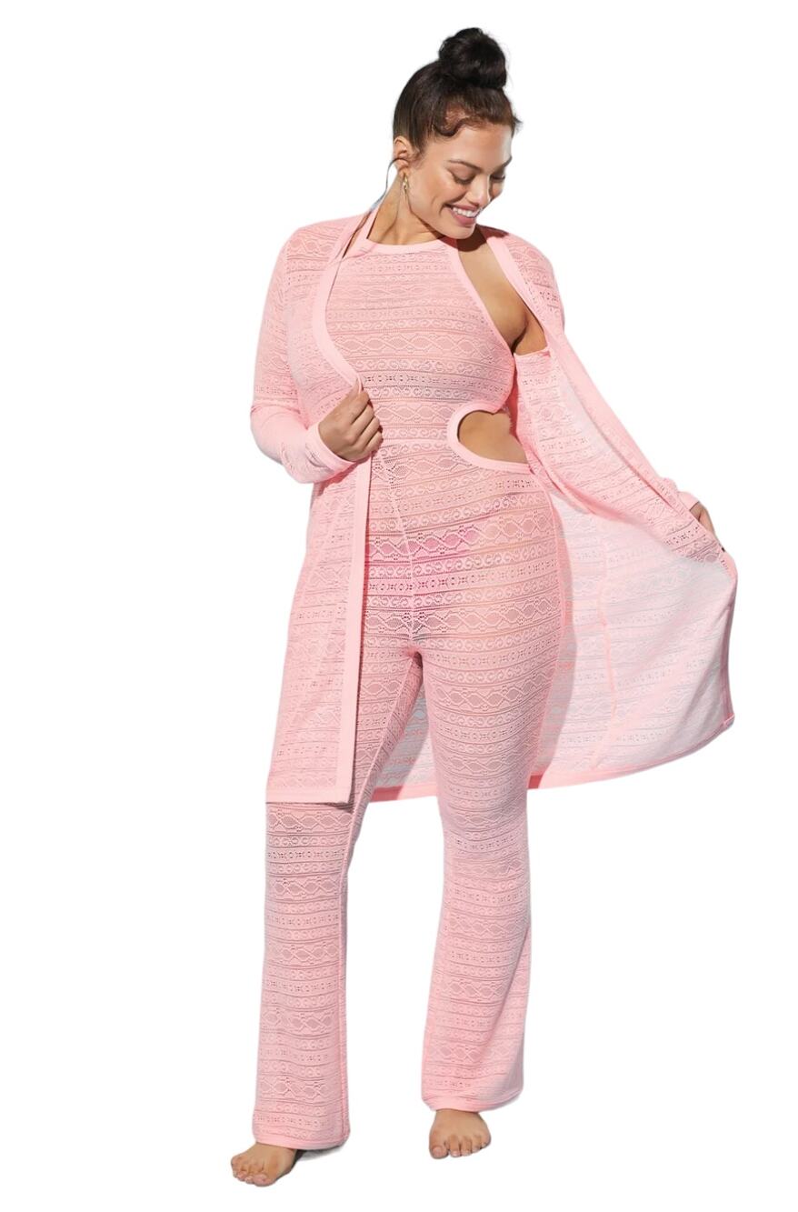 Yitty Knit Slip Long B* I'm Blushin Pink Cardigan Sweater